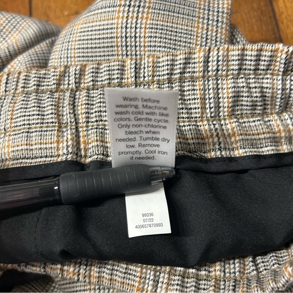 Nine West Side-Stripe Wide-Leg Plaid Pants, XS, Black White Gold, Elastic Waist - Picture 8 of 8